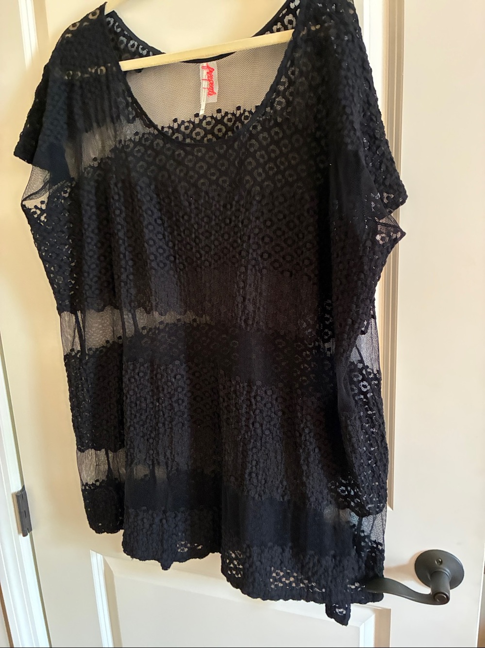 Free People Black Sheer Lace Tunic